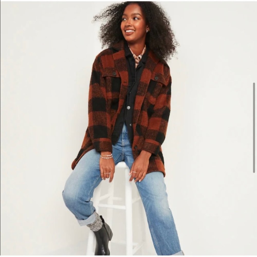 Old Navy Oversized Soft-Brushed Plaid Shirt Jacket
